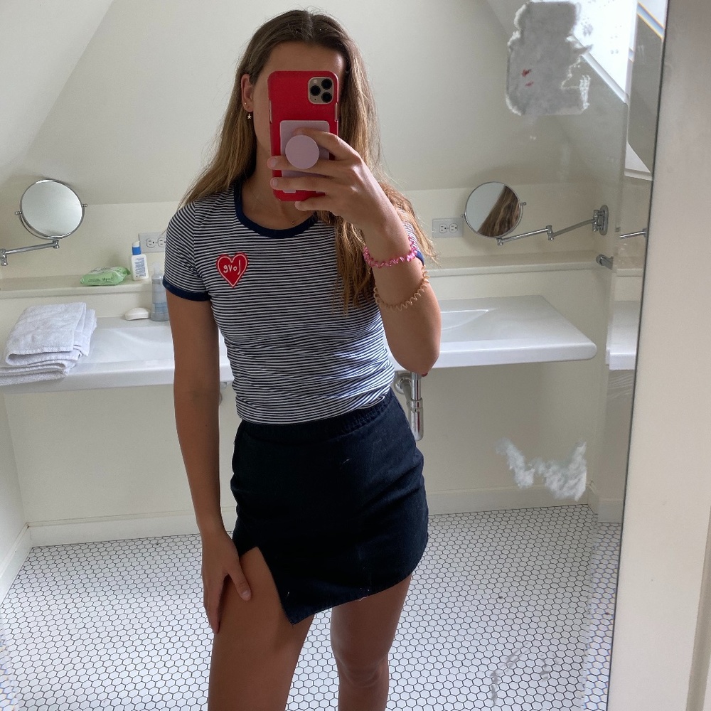 Blue and White Striped Love Shirt